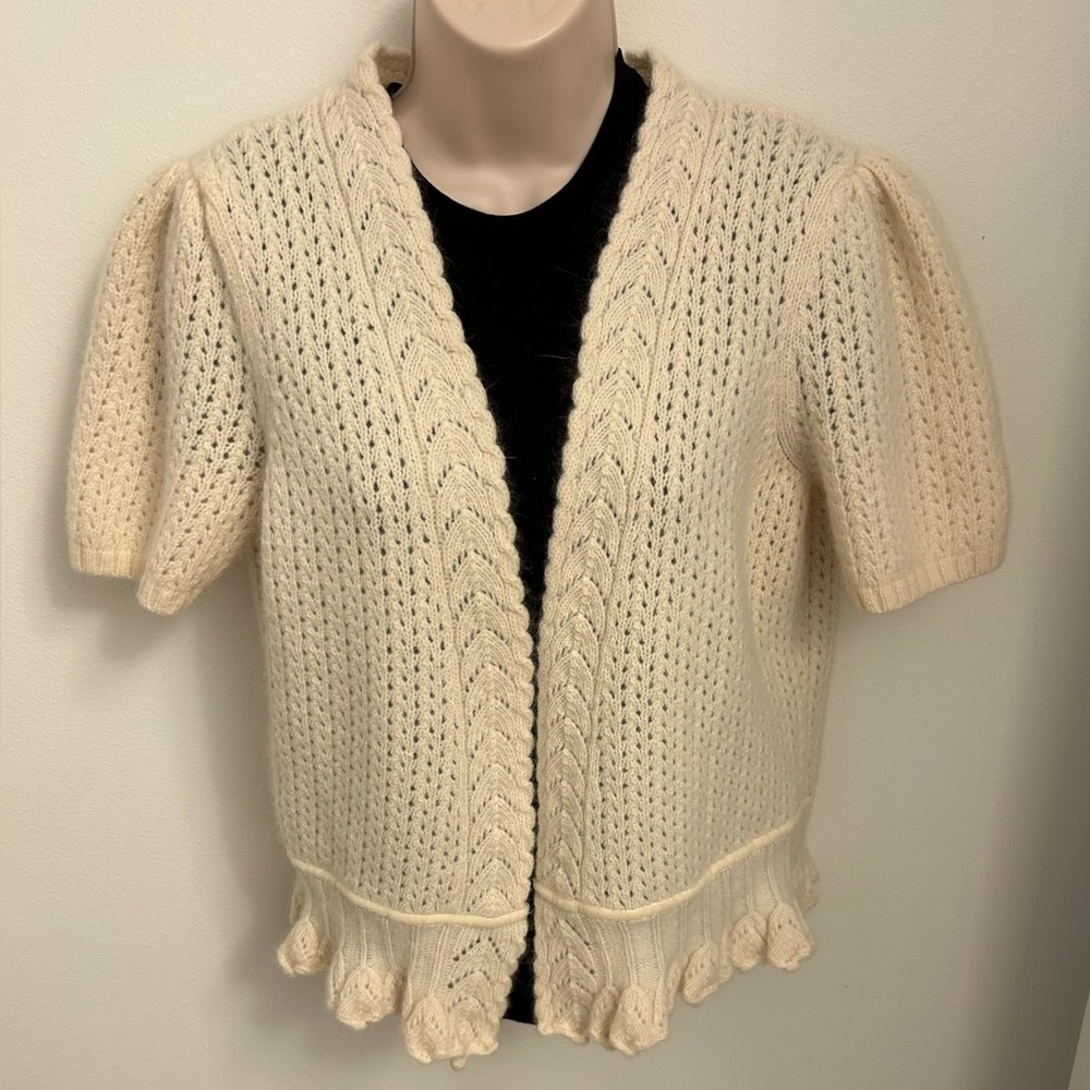 Ann Taylor LOFT Angora & Lambswool Ruffle Cardigan – Size XL NEW